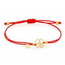 Bransoletka na rękę stal chirurgiczna pozłacana KONICZYNA, czerwona na sznurku BST1553