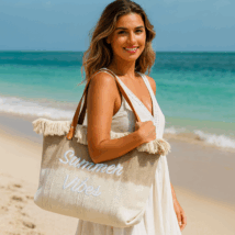 TORBA PLAŻOWA, wakacyjna BOHO Z frędzlami brązowa ombre, na zakupy TP14BR