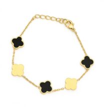 Bransoletka na rękę stal chirurgiczna pozłacana 14k złotem Koniczynki BST1552