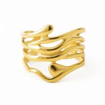 Pierścionek stal chirurgiczna platerowana złotem regulowany PST943