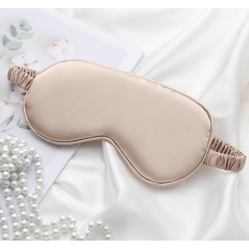 Maska na oczy do spania ELEGANT kremowa satynowa 20 x 9 cm OPK10K