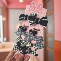 Zestaw frotek gumek do włosów 10w1 na plakietce, KOKARDKI czarno białe GUM172