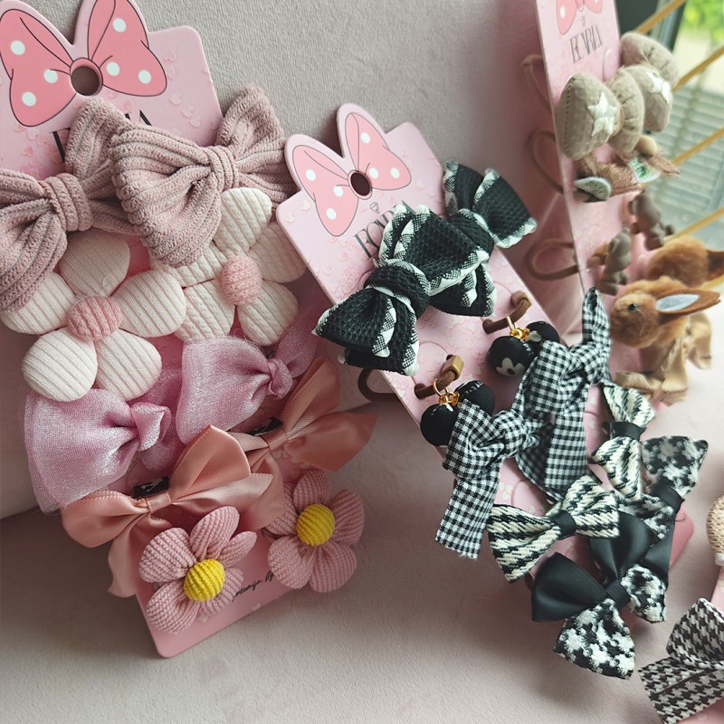 Zestaw frotek gumek do włosów 10w1 na plakietce, KOKARDKI, królik GUM170 - obrazek 3