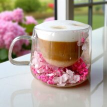 Szklanka termiczna z kwiatami w środku, hortensje 180 ml 1szt SZK175