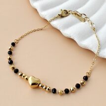 Bransoletka na rękę stal chirurgiczna pozłacana 14k złotem, serce – BST1547