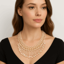 Naszyjnik kolia XXL złota wachlarz róż N418R