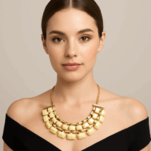 Kolia naszyjnik kremowo złota duża N162B