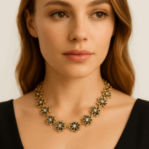 NASZYJNIK AŻUROWY KWIATUSZKI STARE ZŁOTO N261Z