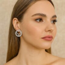 Kolczyki okrągłe kryształowa rozeta, cyrkonie K711