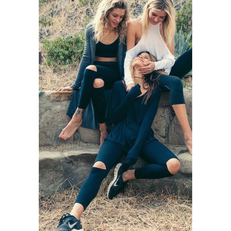 Sportowe Legginsy Fitness Trening Czarne S LEG19S - obrazek 6