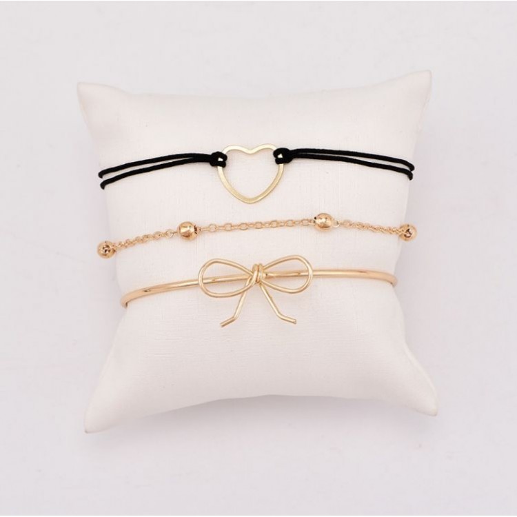 ZESTAW 3w1 BRANSOLETKI ZŁOTE BOHO SERCE B431 - obrazek 7