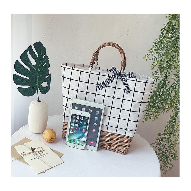 Torebka wiklinowa worek do ręki T199WZ2 krata - obrazek 3