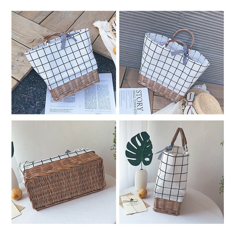 Torebka wiklinowa worek do ręki T199WZ2 krata - obrazek 7