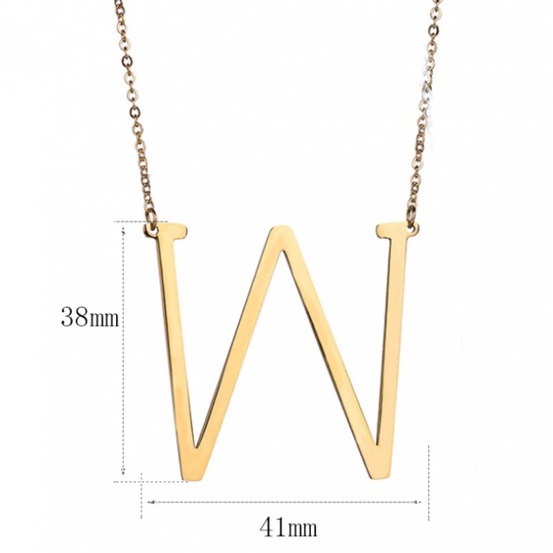Naszyjnik stal chirurgiczna literka W platerowana złotem NST995W - obrazek 4