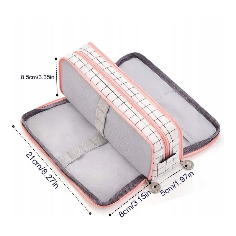 DUŻY PIÓRNIK WIELOFUNKCYJNY SASZETKA TRZYKOMOROWY KRATKA PR04 - obrazek 5