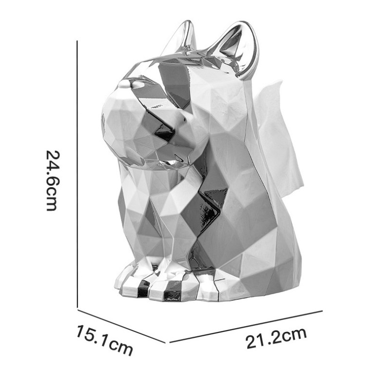 Ekskluzywny stojak Pojemnik Srebrny Buldog na chusteczki CB42 - obrazek 3