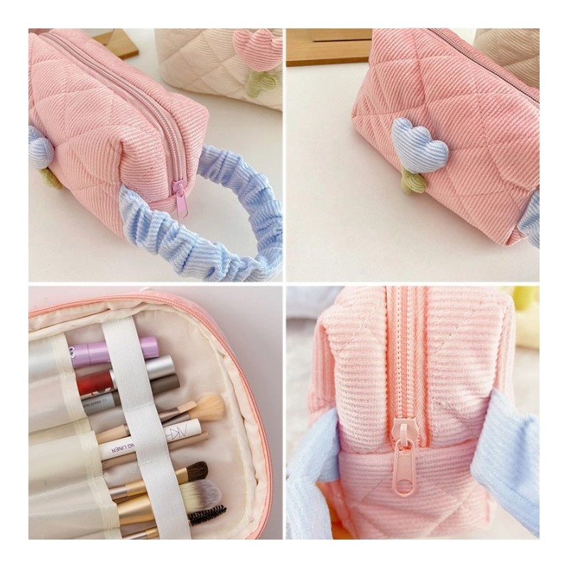 Kosmetyczka z motywem tulipana, pikowana podłużna KS101WZ2 - obrazek 3