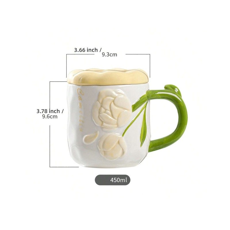 Perłowy Kubek z Pokrywką 450 ml Róże + Pudełko na Prezent KB02R - obrazek 7