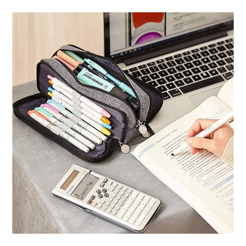 DUŻY PIÓRNIK WIELOFUNKCYJNY SASZETKA TRZYKOMOROWY Grafit PR04CZ - obrazek 4