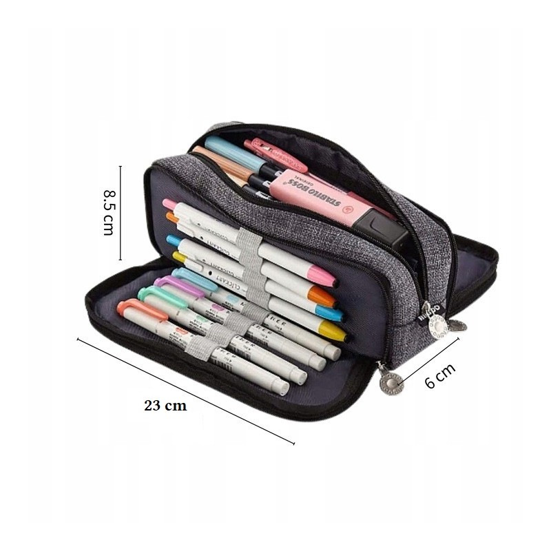 DUŻY PIÓRNIK WIELOFUNKCYJNY SASZETKA TRZYKOMOROWY Grafit PR04CZ - obrazek 7