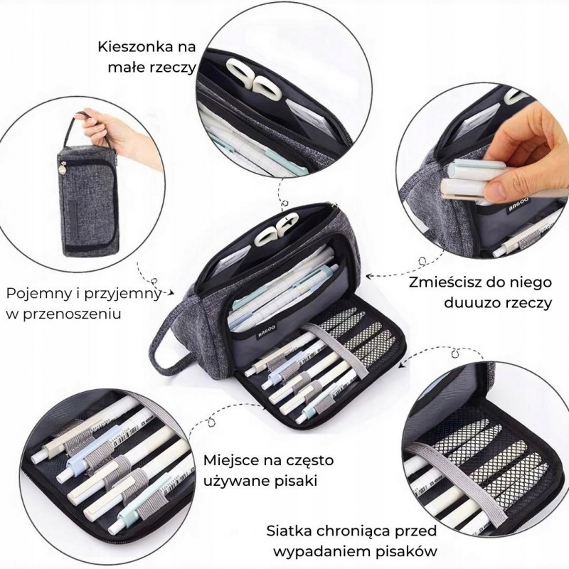 DUŻY PIÓRNIK WIELOFUNKCYJNY SASZETKA Grafit PR05CZ - obrazek 3