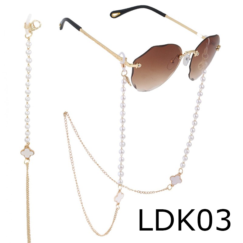 Łańcuszek do okularów cienki złoty perły 76cm LDK03 - obrazek 3