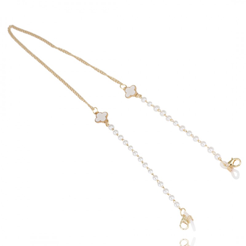 Łańcuszek do okularów cienki złoty perły 76cm LDK03 - obrazek 5