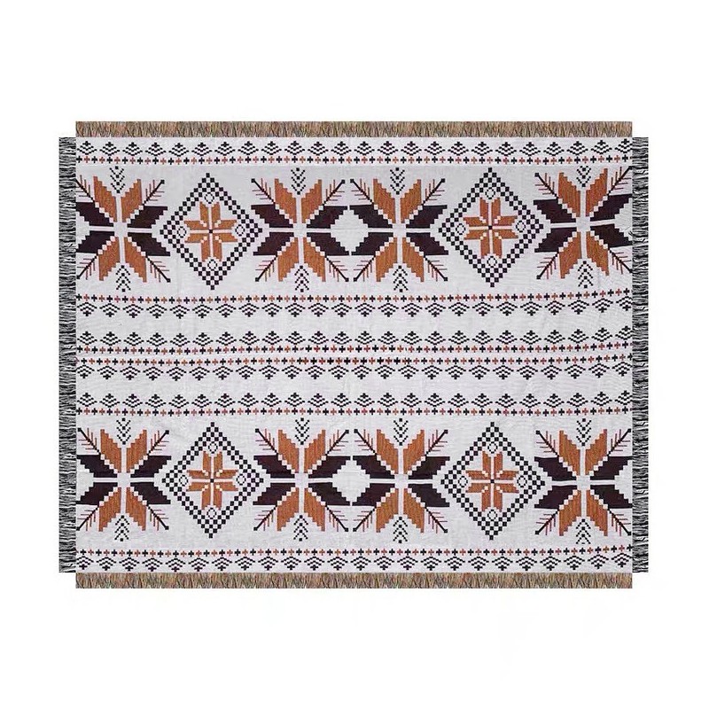 Koc BOHO pleciony, narzuta dwustronny frędzle 130x180cm KOC15WZ1 - obrazek 3