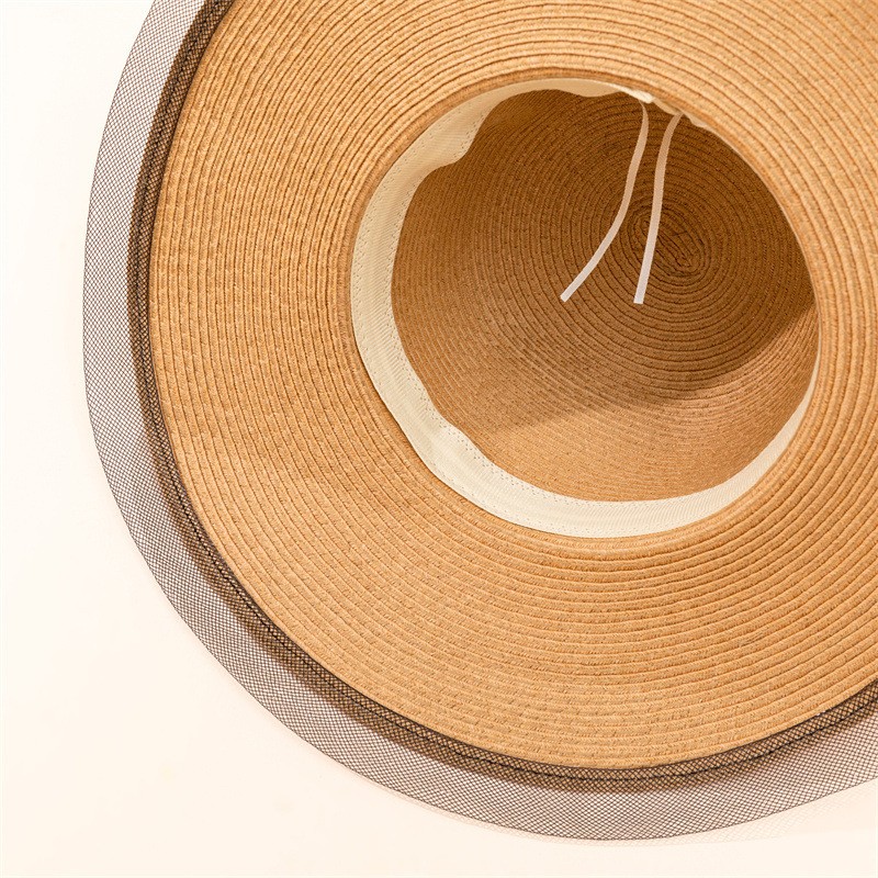 Stylowy kapelusz damski plażowy letni słomkowy TIUL CZ48 - obrazek 3