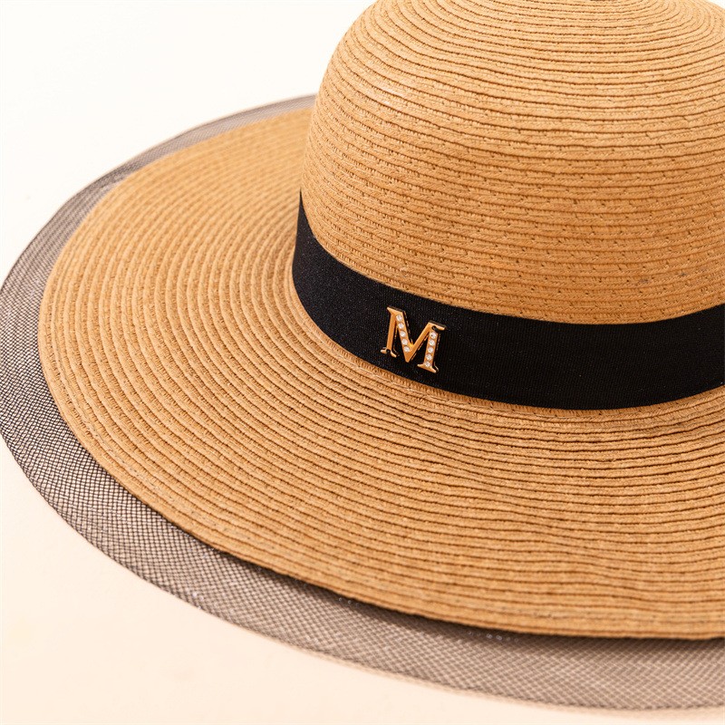 Stylowy kapelusz damski plażowy letni słomkowy TIUL CZ48 - obrazek 4