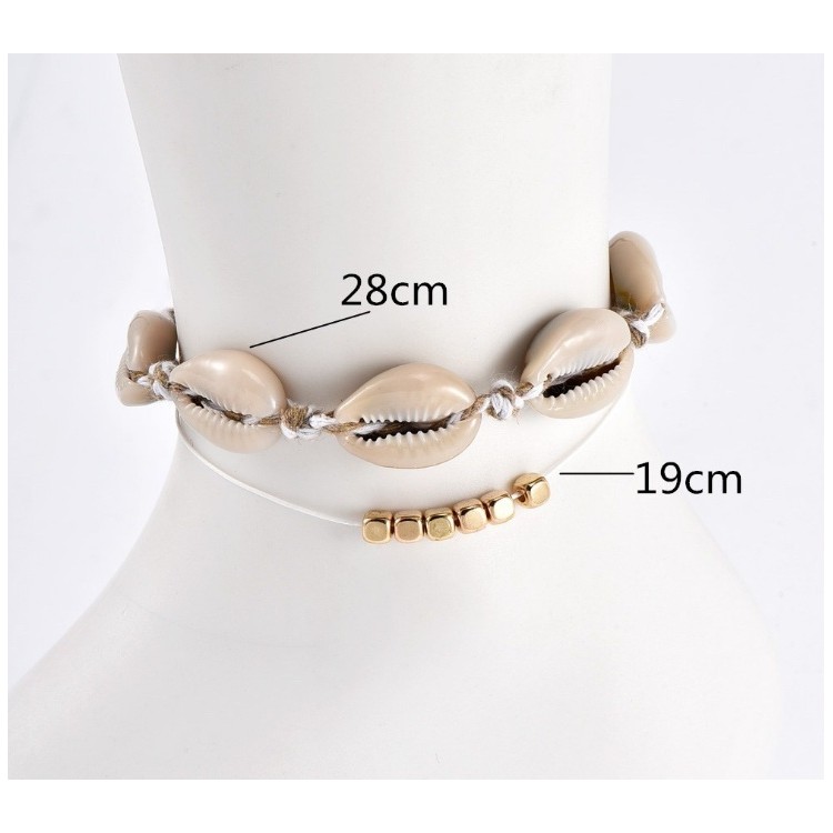 Bransoletka na stopę z muszelką podwójna B325 - obrazek 5