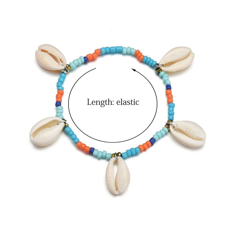 Bransoletka muszelki na rzemyku wiszące B355 - obrazek 4