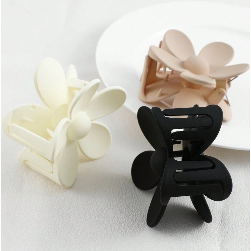 Spinka do włosów klamra XL kwiat czarna 7x7,5 cm SP152CZ - obrazek 3