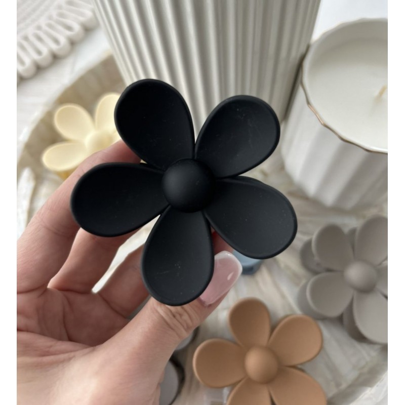 Spinka do włosów klamra XL kwiat czarna 7x7,5 cm SP152CZ - obrazek 5