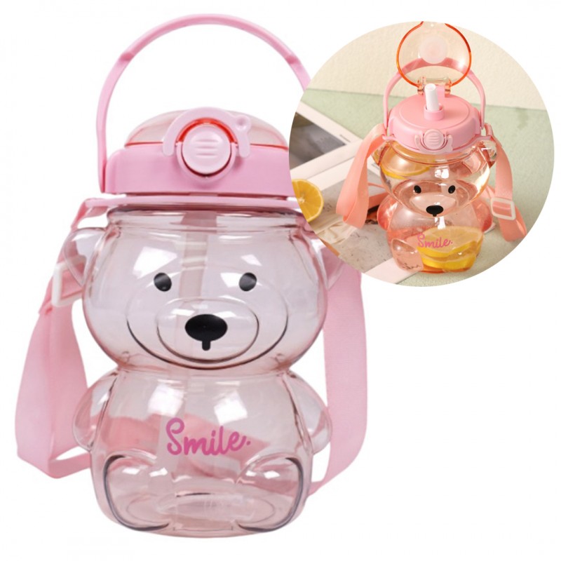 Butelka na wodę z uchwytem SWEET BEAR PINK 1000 ML BD27 - obrazek 5