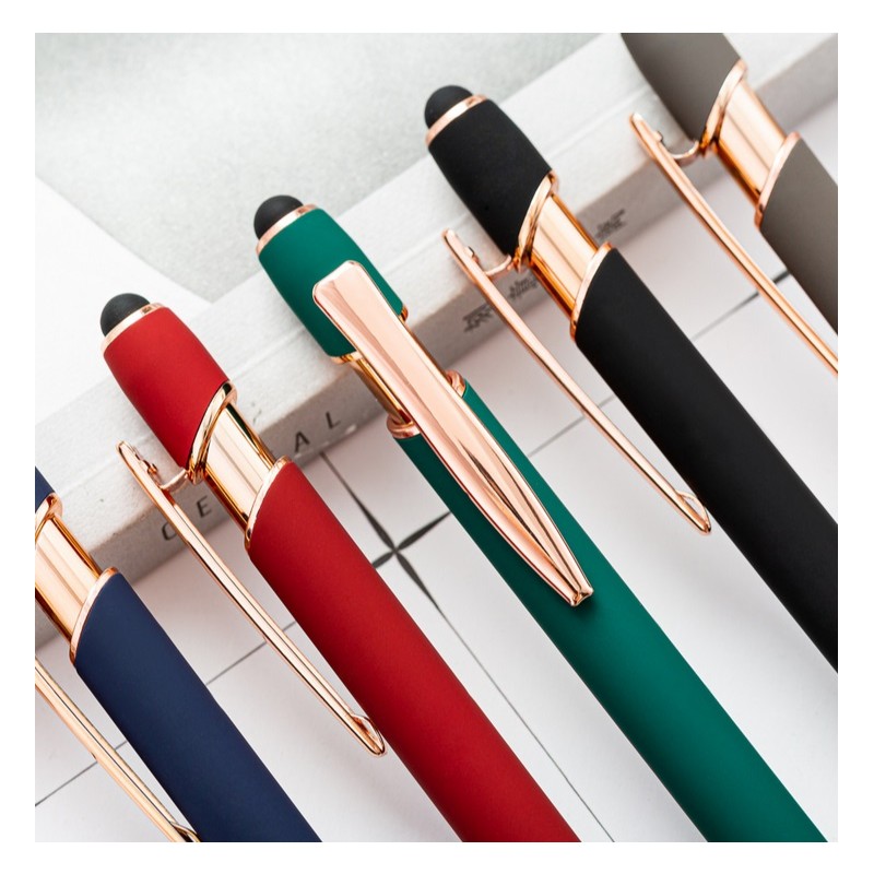 Długopis metalowy, tusz czarny, touch pen soft touch zieleń DL03 - obrazek 4