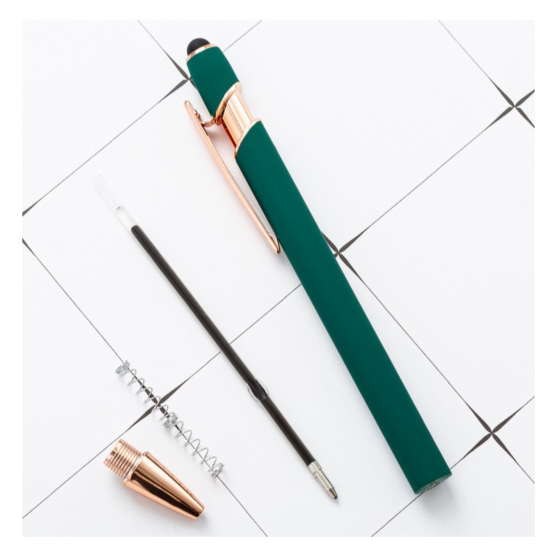 Długopis metalowy, tusz czarny, touch pen soft touch zieleń DL03 - obrazek 6