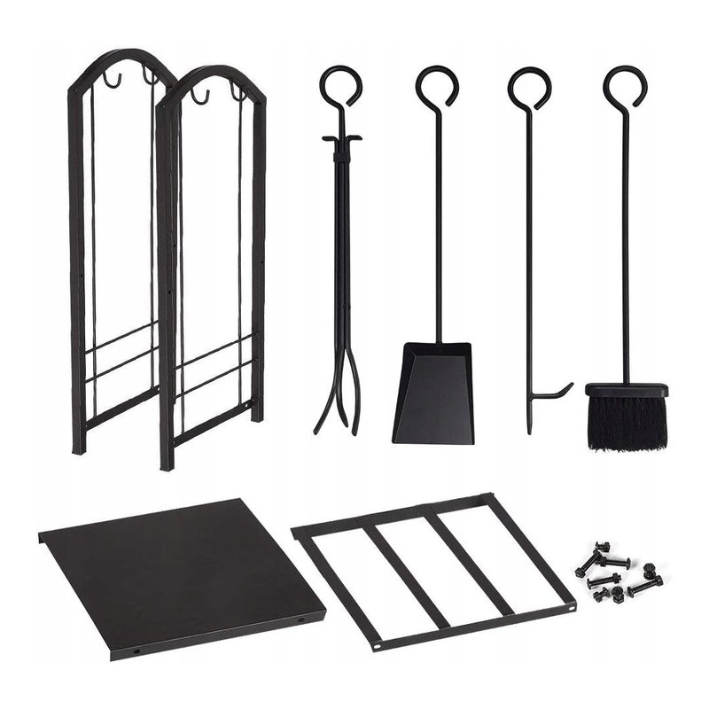 Stojak, Kosz metalowy na drewno kominkowe z akcesoriami 73x40x30cm SND05 - obrazek 4