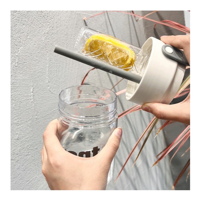 Butelka, bidon na wodę z koszyczkiem i słomką 800 ML Lucky BD36 - obrazek 4