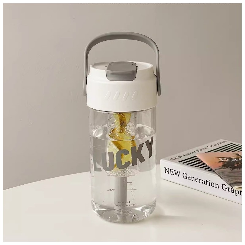 Butelka, bidon na wodę z koszyczkiem i słomką 800 ML Lucky BD36 - obrazek 6