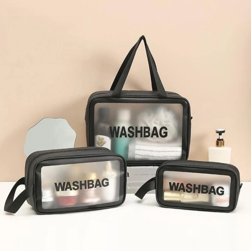 Zestaw kosmetyczek 3w1 przenośna kuferek 3 rozmiary Czerń KS83CZ - obrazek 3