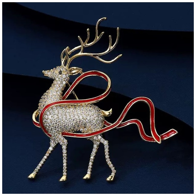 Broszka ozdobna elegancka z cyrkoniami jelonek BZ183 - obrazek 4