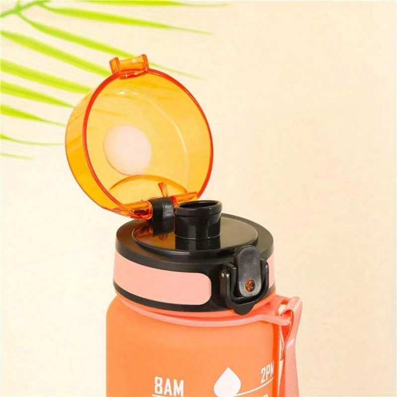 Butelka na wodę, bidon z miarką 1L OMBRE Pomarańcz z Fuksją BD15 - obrazek 3