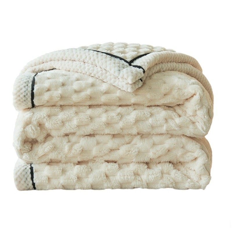 Mięciutki koc XL PLUSZ 180x200cm GRUBY MIĘKKI NARZUTA kremowy KOC16 - obrazek 4