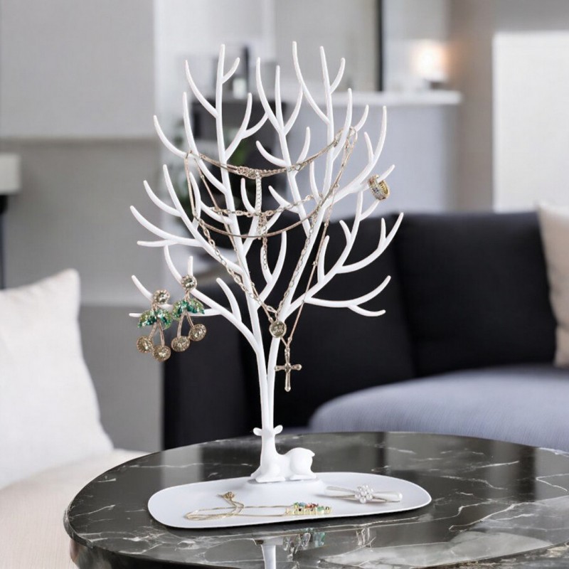 Ekspozytor na biżuterię duży- naszyjnik, pierścionki białe drzewo E32B - obrazek 4