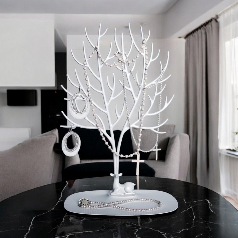 Ekspozytor na biżuterię duży- naszyjnik, pierścionki białe drzewo E32B - obrazek 5