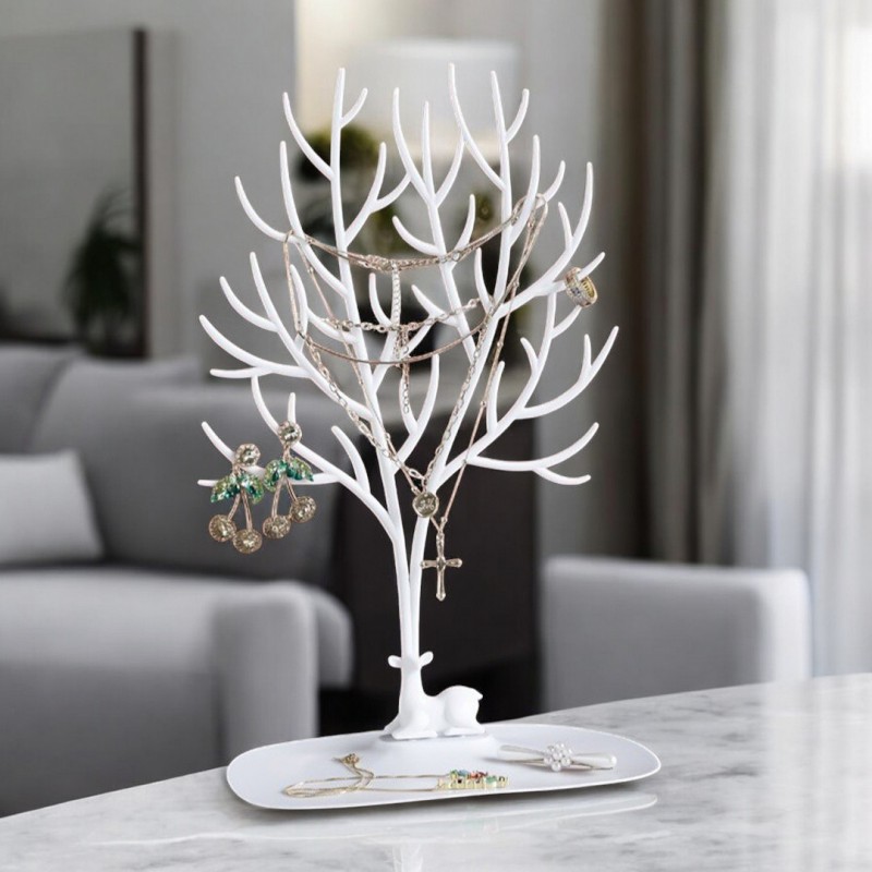 Ekspozytor na biżuterię duży- naszyjnik, pierścionki białe drzewo E32B - obrazek 6