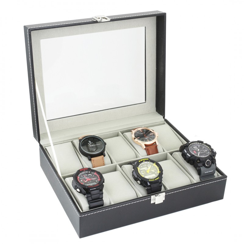 Szkatułka pudełko na 10 zegarków szare wnętrze PD33 - obrazek 4