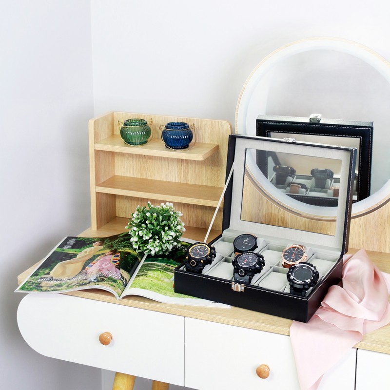 Szkatułka pudełko na 10 zegarków szare wnętrze PD33 - obrazek 7