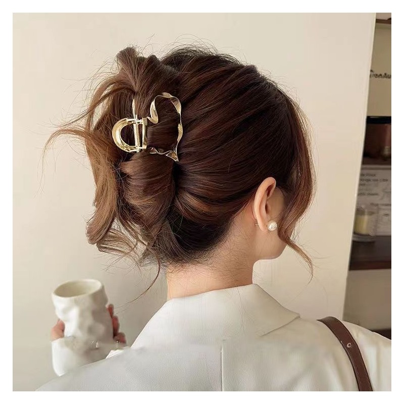 Spinka do włosów klamra ZŁOTE SERCE, metalowa mocna XL 5,5cm SP374 - obrazek 4